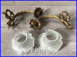 Paire appliques bronze style Louis XVI décor noeud ruban et feuillage