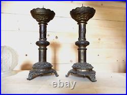 Paire chandeliers piques cierges bronze Epoque Napoléon III style louis XVI