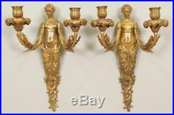 Paire d'appliques bronze doré style Louis XVI bustes