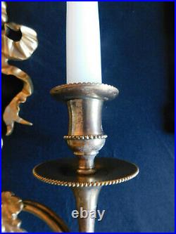 Paire d'appliques en bronze cors de chasse style Louis XVI