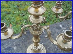 Paire de candelabre à 3 branches en bronze style Louis XVI 19è HAUT. 39 CM