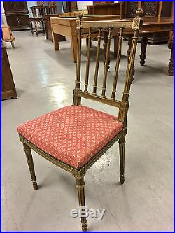Paire de chaises de chambre à coucher style Louis XVI dorées Napoléon III