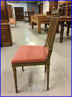 Paire de chaises de chambre à coucher style Louis XVI dorées Napoléon III