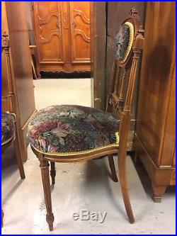 Paire de chaises de chambre à coucher style Louis XVI noyer 1900