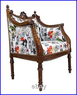 Paire de fauteuils de style Louis XVI en noyer tapissé manga