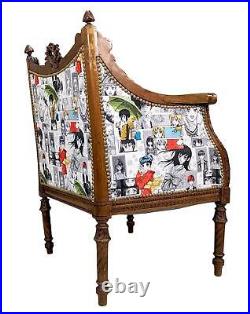 Paire de fauteuils de style Louis XVI en noyer tapissé manga