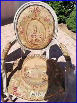 Paire de fauteuils style Louis XVI tapisserie Aubusson