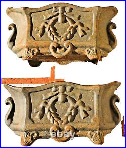Paire de petite jardinières en fonte style louis XVI haut 10 larg 21 prof 9 cm