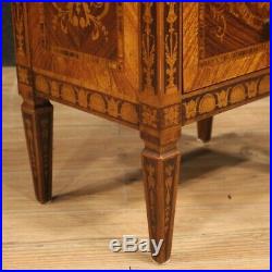 Paire de tables de chevets meubles style ancien Louis XVI en bois incrusté