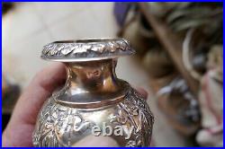 Paire de vases en argent poincon charancon, style louis XVI, P350g, H15cm