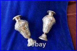 Paire de vases en argent poincon charancon, style louis XVI, P350g, H15cm