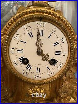 Pendule Bronze Style Louis XVI A Buste D'elegante French Ormolu Clock