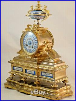 Pendule De Style Louis XVI En Bronze Doré Et Porcelaine clock uhr reloj