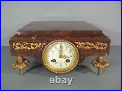 Pendule Formant Socle Style Louis XVI Bronze Et Marbre Charvet Horloger A Lyon