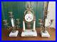 Pendule Horloge Style Louis XVI En Marbre Et Bronze + 2 Chandeliers N° 13