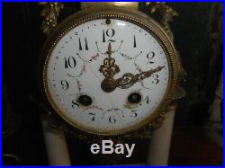 Pendule Horloge Style Louis XVI En Marbre Et Bronze + 2 Chandeliers N° 13