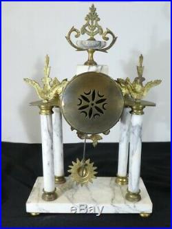 Pendule Portique Marbre et Bronze style LOUIS XVI