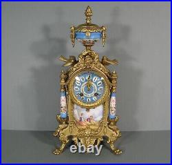 Pendule Style Louis XVI Décor Plaque Porcelaine Style Sèvres Mouvement Vincenti
