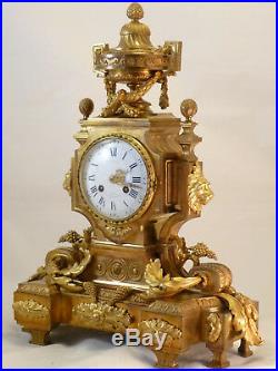 Pendule Style Louis XVI En Bronze Doré clock uhr reloj qualité Barbedienne