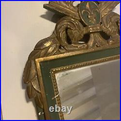 Petit Miroir Style Louis XVI En Bois Doré Avec Fleur De Lys