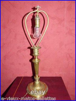 Pied de lampe en bronze style louis XVI H 50 diam 14 cm