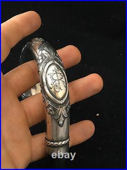 Pommeau Canne Style Louis XVI Argent Knob of cane Antique Silver Monogramé JR