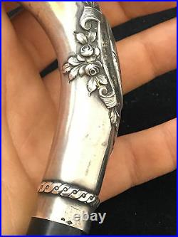 Pommeau Canne Style Louis XVI Argent Knob of cane Antique Silver Monogramé JR