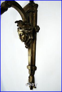 RARE APPLIQUE XIXe bronze ciselé époque NAPOLEON III style Louis XVI belle tête