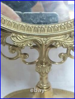 RARE Magnifique miroir de coiffeuse en bronze massif style Louis XVI 42 CM