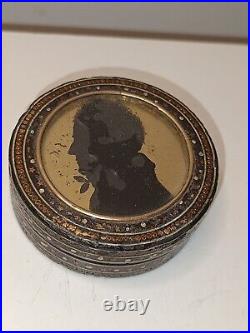 Rare Boîte Poudre XVIII ÈME STYLE LOUIS XVI ÉCAILLE PORTRAIT HOMME SUR FOND OR