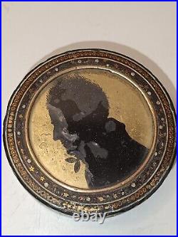 Rare Boîte Poudre XVIII ÈME STYLE LOUIS XVI ÉCAILLE PORTRAIT HOMME SUR FOND OR