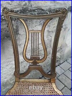 Rare Chaise Lyre Style Louis XVI bois doré