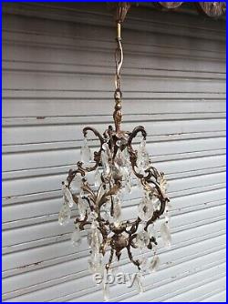 Rare ancien lustre / lanterne en bronze patiné style Louis XV / ETAT DE MARCHE