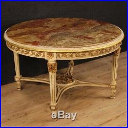 Ronde table salle à manger style ancien Louis XVI meuble en bois dessus marbre
