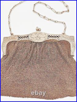 Sac de Bal Minaudière En Argent Massif Mesh Purse De Style Louis XVI Époque XIXe