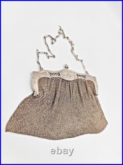 Sac de Bal Minaudière En Argent Massif Mesh Purse De Style Louis XVI Époque XIXe