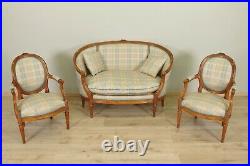 Salon style Louis XVI canapé paire de fauteuils