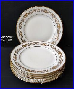 Service 24 Pieces Porcelaine Limoges Signe Raynaud Decor Dore Style Louis XVI