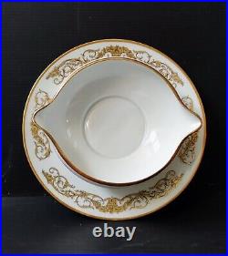 Service 24 Pieces Porcelaine Limoges Signe Raynaud Decor Dore Style Louis XVI