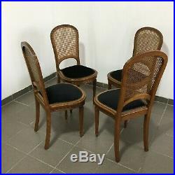 Suite de 4 chaises style Louis XVI tapissées de velours-Entièrement restaurée