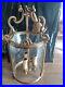 Superbe Lanterne De Vestibule De Style Louis XVI En Bronze Doré/suspension 3 Feu