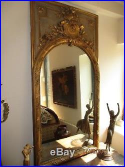 Superbe grand miroir trumeau Napoléon III style Louis XVI-145 X 75 cm