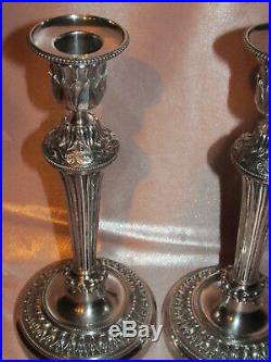 Superbe paire bougeoirs flambeaux Style Louis XVI bronze argenté XIXe siècle
