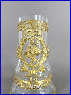 Superbe vase en cristal monture laiton doré style Louis XVI Baccarat XIXè