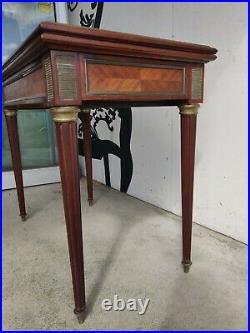 TABLE a JEU Acajou Style Louis XVI ES PARIS fin XIXe tiroir pivotant coffret art