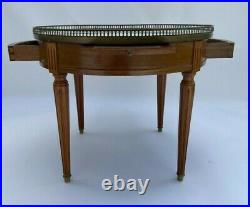 Table Bouillote 1950 Pied Marbre Avec Galerie Style Louis XVI L417