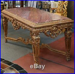 Table Console Style Louis XVI Empire En Hetre Dore Marbre Rouge Rococo Baroque