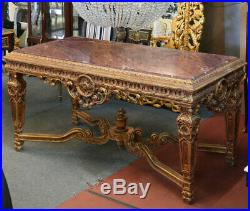 Table Console Style Louis XVI Empire En Hetre Dore Marbre Rouge Rococo Baroque