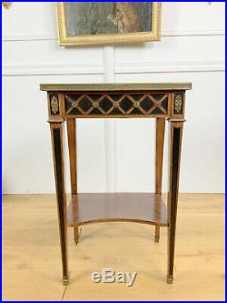 Table De Salon De Style Louis XVI Dessus Marbre Bronze Estampillé Mailfert