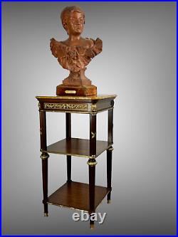 Table De Salon En Acajou Orné De Bronze De Style Louis XVI Avec Dessus Marbre
